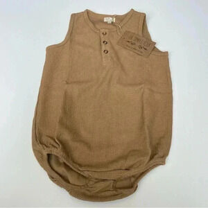NWT The Simple Folk The Seeker Romper Camel 5/6y Organic Waffle Weave